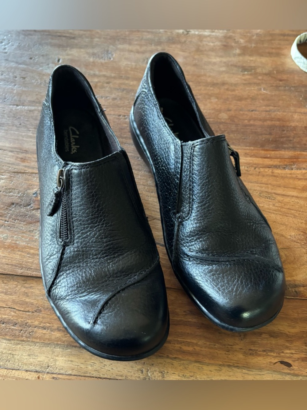 Clarks Black Pebbled Leather Slip-Ons